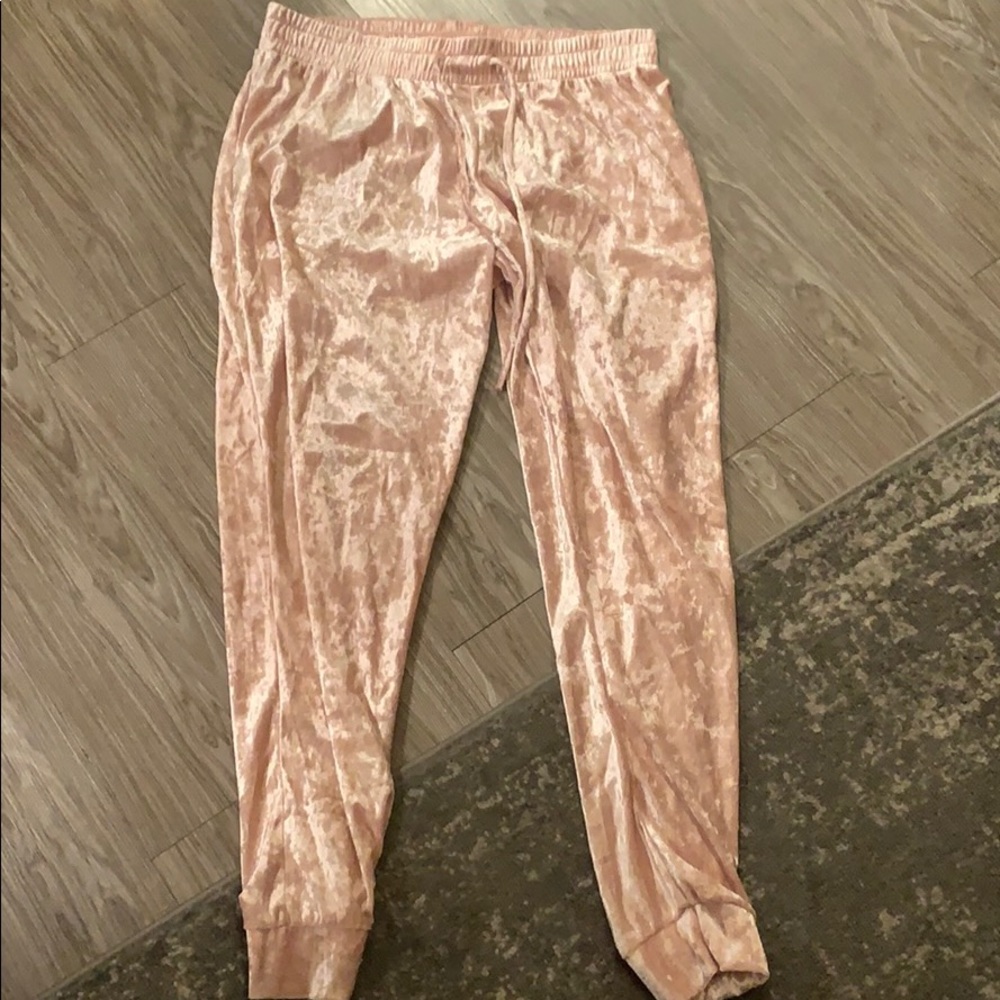 Pink Crushed Velvet Jogger